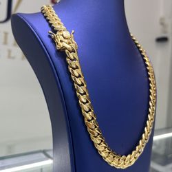 ⭐️ 12MM MIAMI CUBAN LINK CHAIN  👑 22 INCH GOLD OVER SILVER 🏆