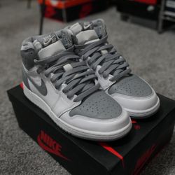 Nike Air Jordan 1 High OG GS Stealth White Gray - Size 6Y Youth / Women 7.5