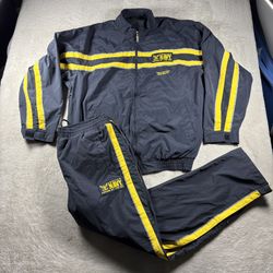 Vintage US Navy Jacket Pants Men’s XL Blue Baggy Athletic Windbreaker Suit#3181