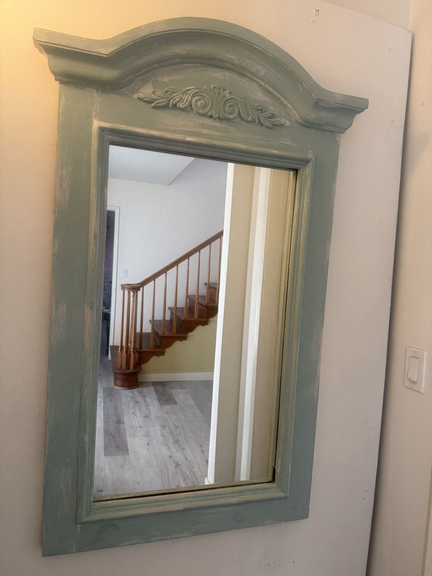 Chabby Chic Mirror On A Real Wood Frame 45 Inches Tall X 26 Inches Wide