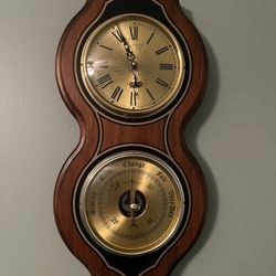 Vintage Bulova combination wall clock and barometer 23”x11” J
