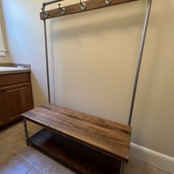 West Elm Coat Rack Bench Entry Storage Hall Tree
