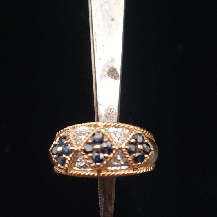 14K Diamond & Sapphire Ring