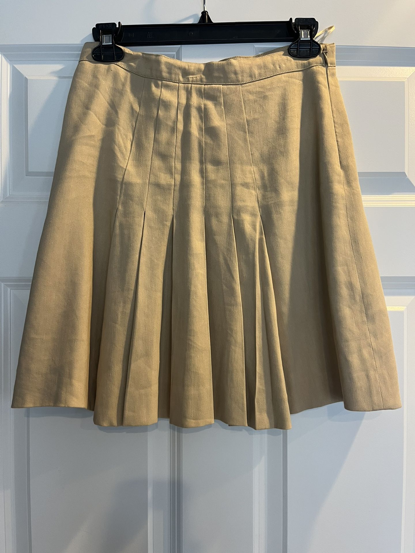 Vintage Tan Linen Givenchy Pleated Skirt Size 38