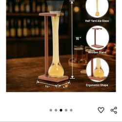 Beer glass with Wood Stand/ Copa Para Cervrza Con Respaldo De Madera Solida