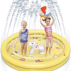 Splash Pad Sprinkler for Kids Outdoor, Newest 68" Water Toys for Kids Backyard Inflatable Baby Wading Pool for Toddlers & Baby Pool 3-in-1, Children's