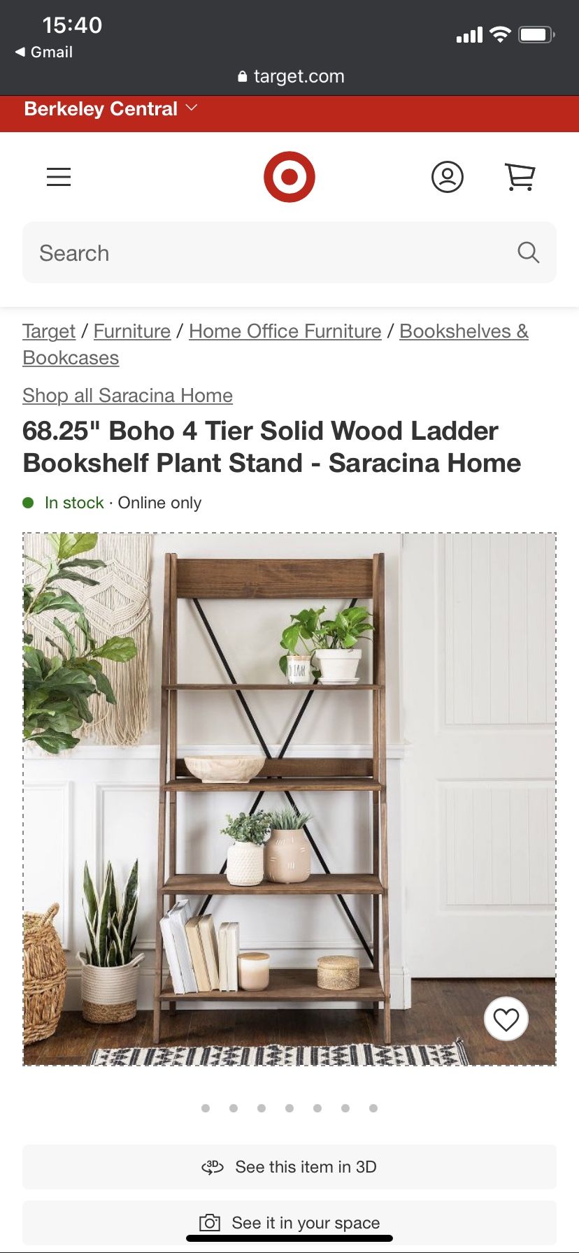 68.25" Boho 4 Tier Solid Wood Ladder Bookshelf From Target