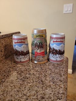 Vintage Budweiser Beer Steins