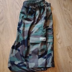 Nylon Pro Club Camo Cargo Pants, Size Medium