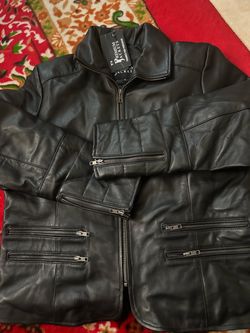 Mens Black Leather Zip-Up Jacket with Tags Best gift for boys