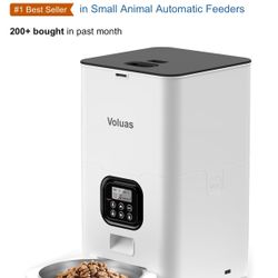 VOLUAS Automatic Cat Feeders - Pet Food Dispenser for Dry Food, Timed Cat Feeder with Desiccant Bag, Programmable Portion Size Control 4 Meals Per Day