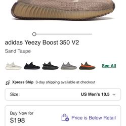 Yeezy 350 Sand Taupe 10.5 