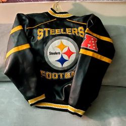 LEATHER STEELERS JACKET. PLEASE READ DESCRIPTION BOX