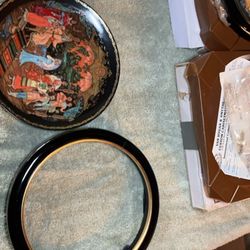 13 Vintage Russian Plates With Wooden Frames 