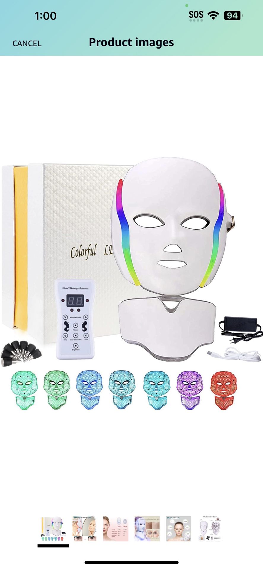 Led Face Mask, Farsaw 7 Colors Led Light Mask Beauty Machine