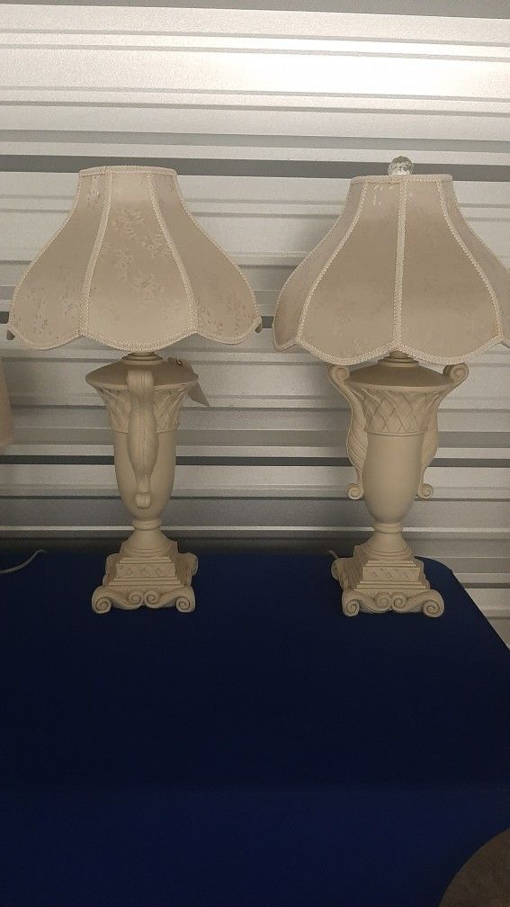 Pair Of Alabaster Lamps