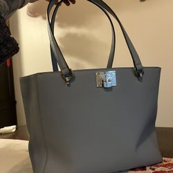 Michael Kors Leather Tina Tote In Pale Blue