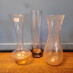 3 Styles Of Glass Pink Bud Vases