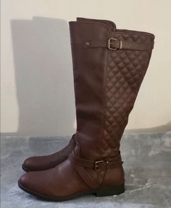 Jeossy 950 Knee-High Quilted Riding Boots with Buckle Size:10 Color:Brown