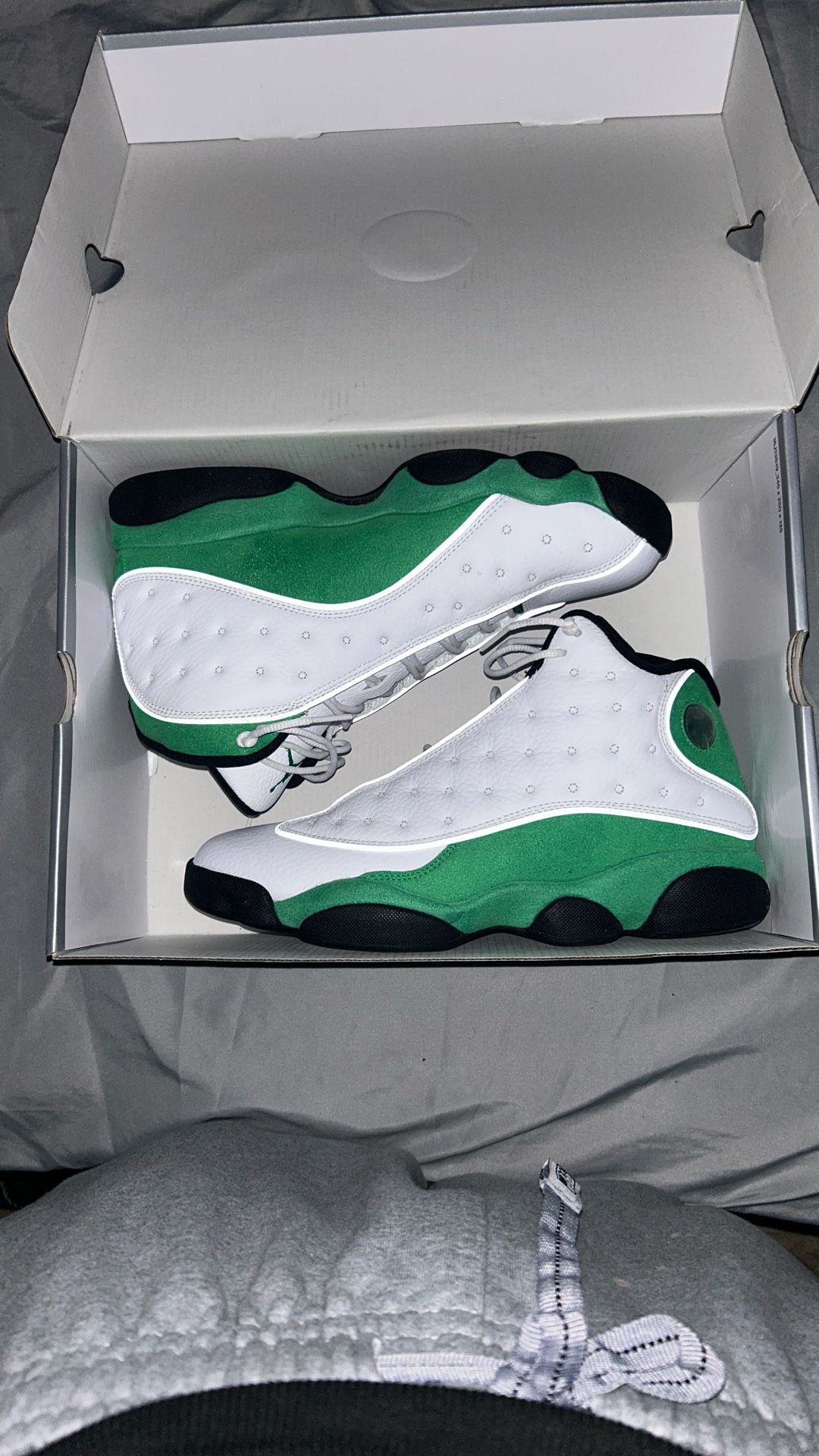 13 Retro Lucky Shoes - White / Lucky Green / Black