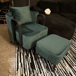 Brand New Emerald Green Chair And Ottoman 