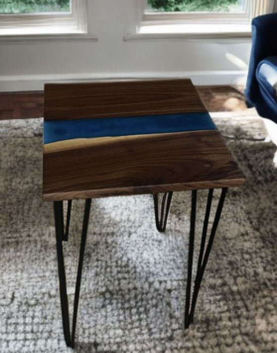 Blue Epoxy River Table