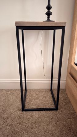 Wood and metal nightstands