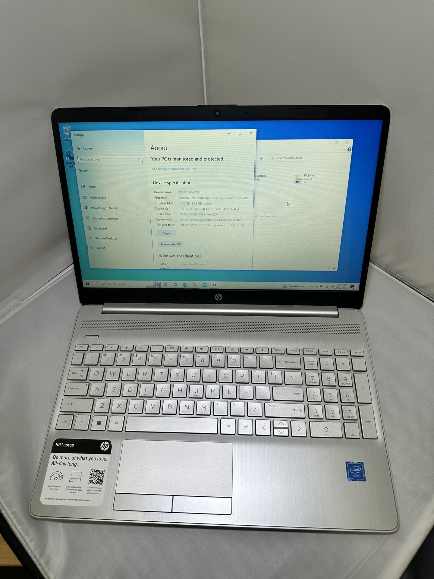 HP 15-dw1053dx 15.6" ( 128GB SSD, Intel Celeron N4120, 1.1 GHz, 4GB RAM) Laptop