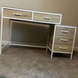 Tan Vanity Desk With Drawers