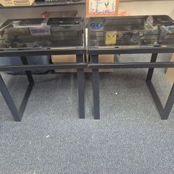 Black Glass And Metal End Tables $15 Both