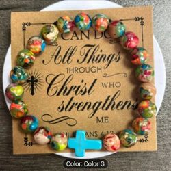 Christian Cross Bracelet – Beaded Stretch Bracelet ✝️