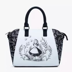 Loungefly Disney Alice In Wonderland Black & White Satchel Bag BLACK NONE
