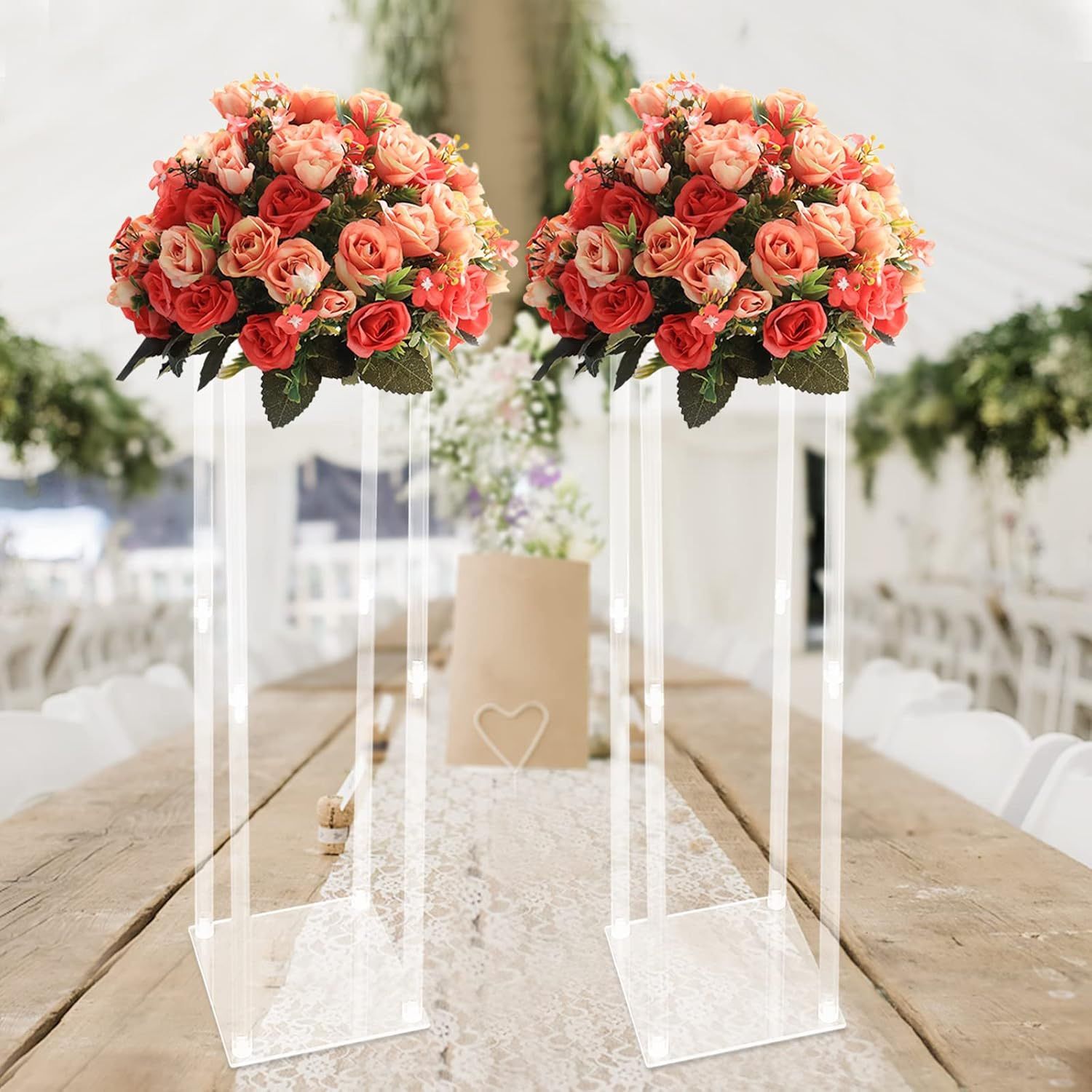 Clear Wedding Flower Stand Acrylic Vase Column Stand