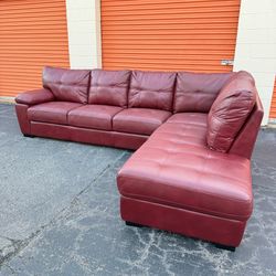 Free Delivery - Red Leather Sectional Couch