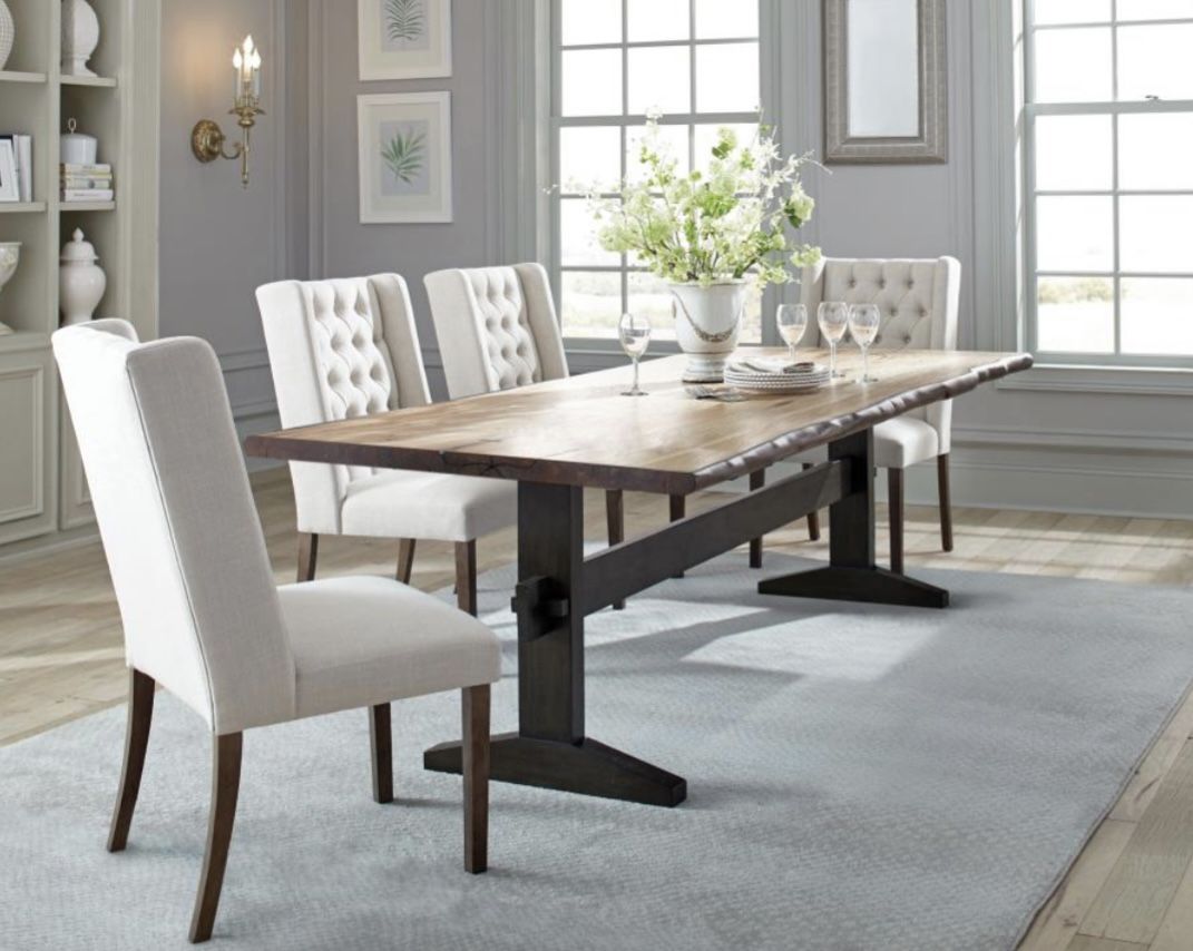 Live Edge Dining Table / 90” Mahogany Dining Table / Wood Dining Set