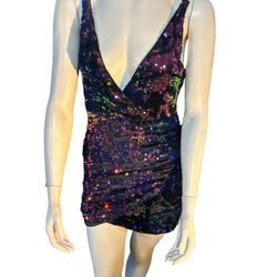 Sequins Short Cocktail Dress/ Spaghetti Strap 