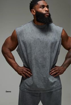 boohooMAN Training Dept Oversized Wash Tank - Grey (Small)