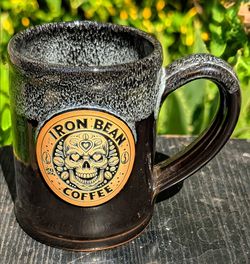 Iron Bean Coffee Co. (Deneen Pottery) 2024 Sugar Skull 15 oz Ceramic Hand Thrown Mug
