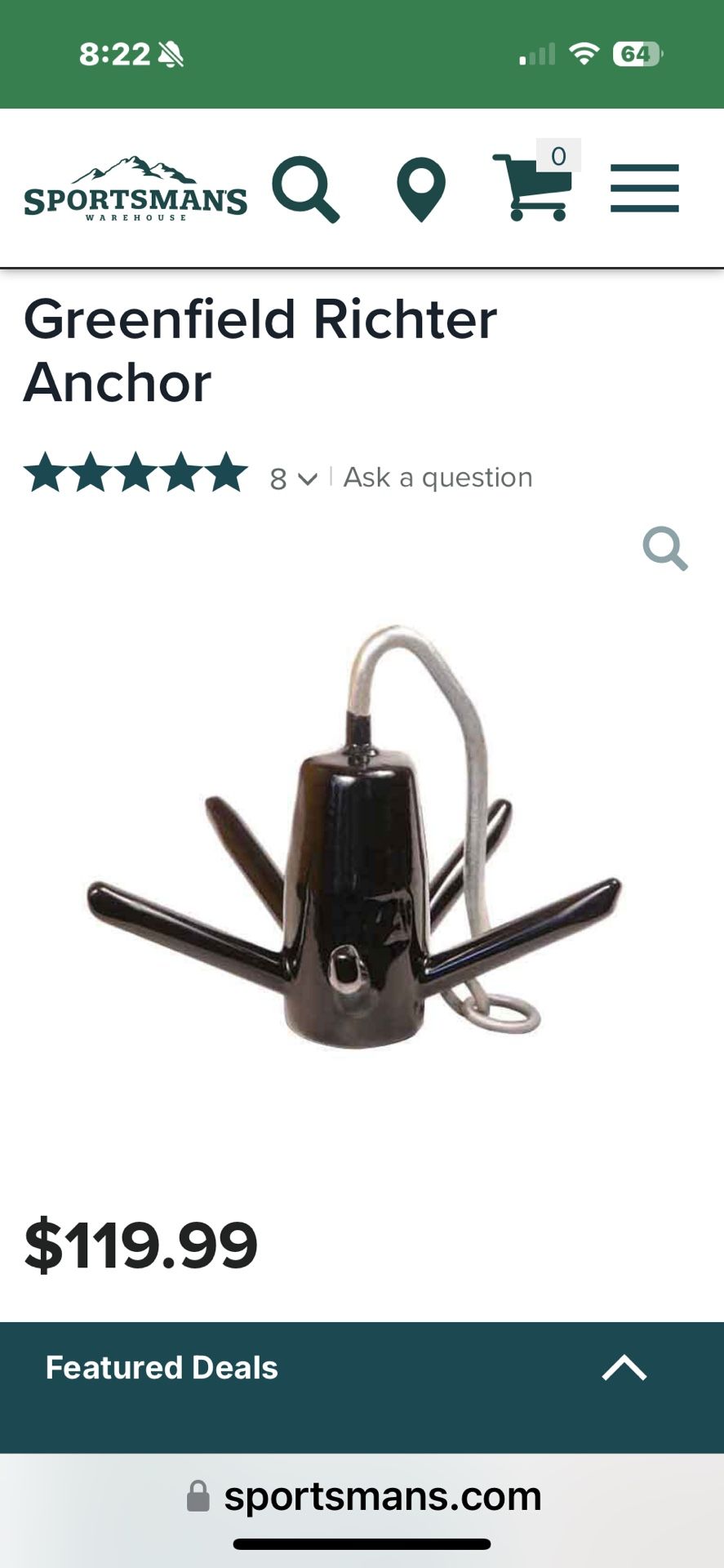 Heavy Duty River Anchor With Chain PRICE DROP