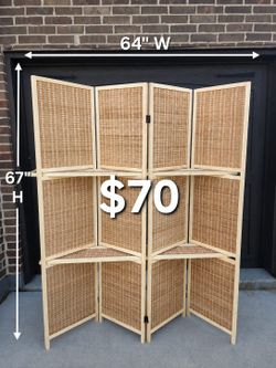 4 panels wood room divider (64"W×67"H)