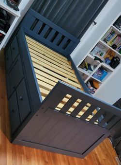 Wooden Twin Bed and Desk