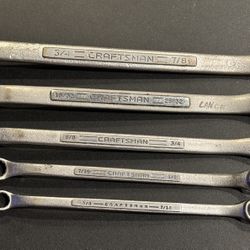 Vintage Craftsman USA 5pc SAE Offset Box Wrench Set. 3/8”-7/8”. 