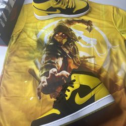 Air Jordan 1 Mid SE NEW LOVE : Sz 10 men BONUS Scorpion mortal combat shirt !! XL 