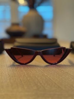 Valentino Garavani Bordeaux Cat-Eye Stud Sunglasses + Original Case