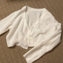 White Cropped Cardigan