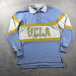 Vintage UCLA Bruins Nutmeg Mens M Blue Button Up Long Sleeve Made Stripe USA#710