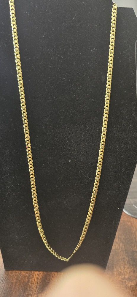 24 Inch Gold Over 925  Sterling Silver Chain