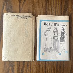 McCalls Sewing Pattern 3845 Vintage Apron Smock Tunic 1973 - No Packaging
