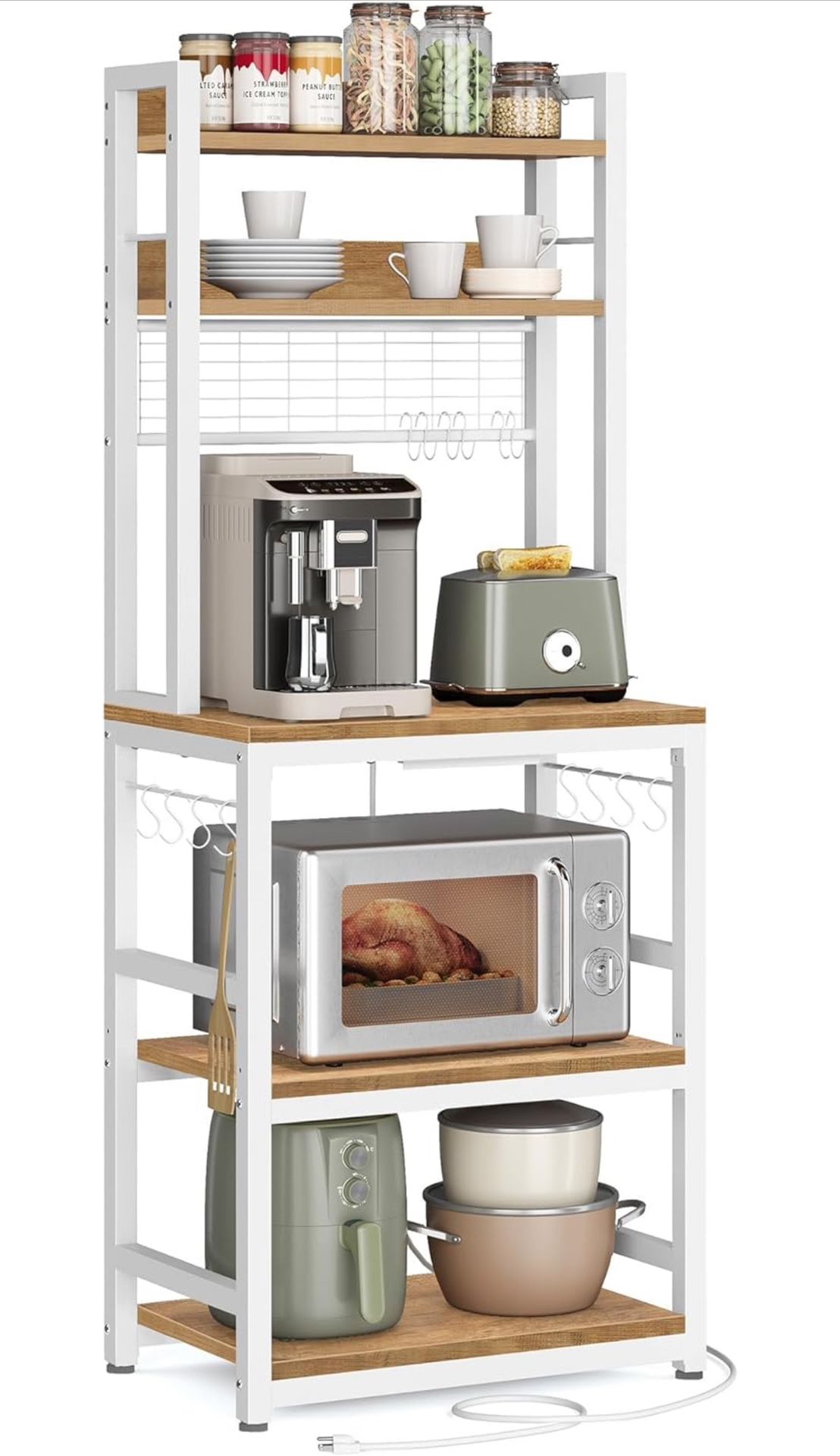 Hutch Bakers Rack with Power Outlet