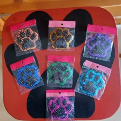 Handmade Sequin Paw Print Magnets